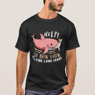 T-shirt J'ai été mangé chaton par un requin de Terre rose