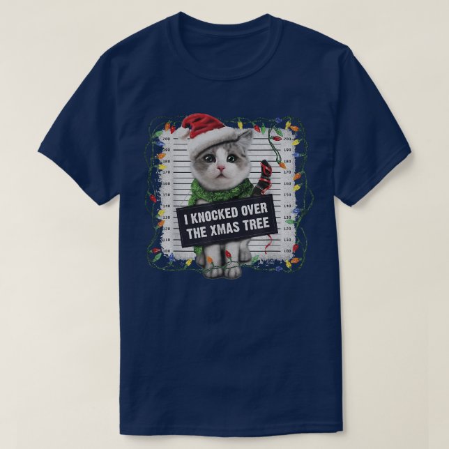 T-shirt J'Ai Frappé L'Arbre De Noël, Amoureux des chats (Design devant)