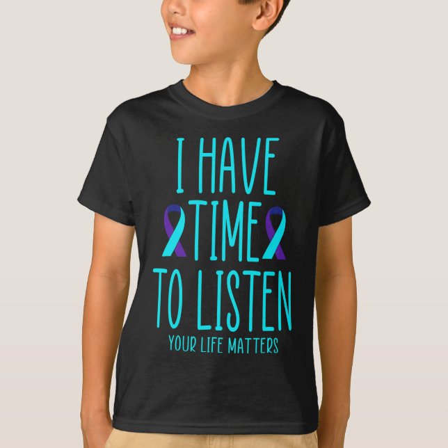 T-shirt J'Ai Le Temps D'Écouter Sensibilisation Au Suicide (Devant)