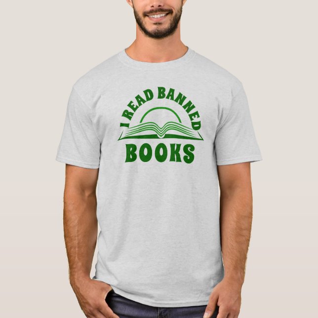 T-shirt J'ai lu livre interdit texte vert conception T-shi (Devant)