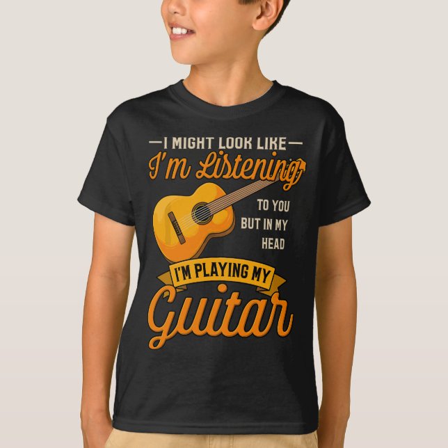T-shirt J'ai peut-être l'air de vous écouter Musique Guit (Devant)