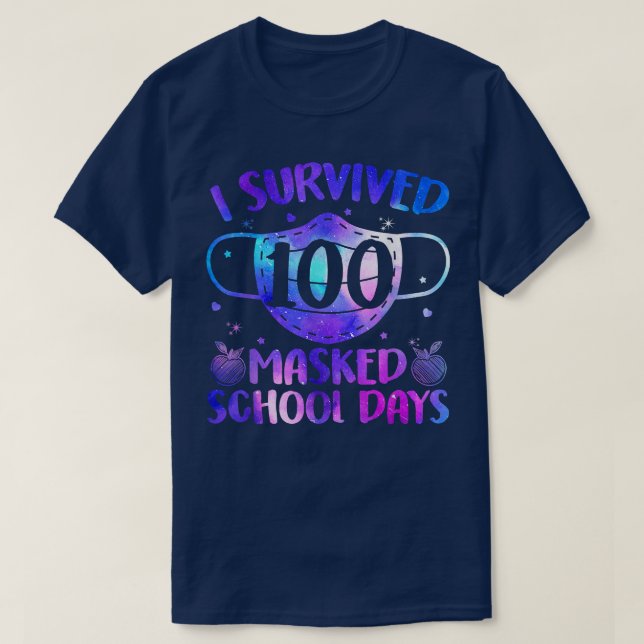 T-shirt J'Ai Survécu 100 Jours Scolaires Masqués 100E Jour (Design devant)