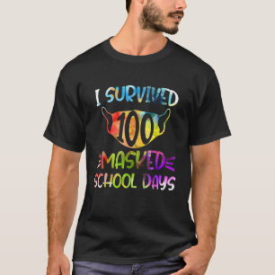 T-shirt J'ai survécu 100ème Journée d'école masquée Funny