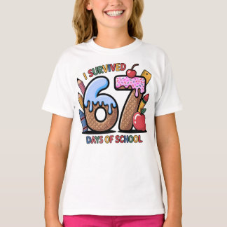 T-shirt J'ai survécu 67 jours d'école École colorée