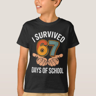 T-shirt J'ai survécu 67 jours d'école Prof de maths drôle