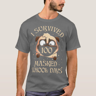 T-shirt J'Ai Survécu À 100 Journées Scolaires Masquées Pou