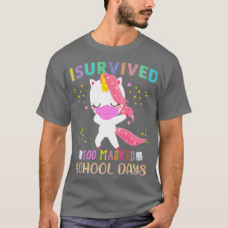 T-shirt J'Ai Survécu À 100 Jours Scolaires Masqués Dabbing
