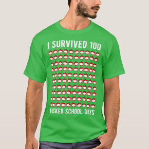 T-shirt J'ai survécu à 100 jours scolaires masqués V