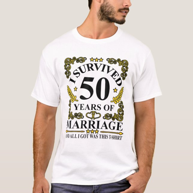 T-shirt J'Ai Survécu À 50 Ans De Mariage 50E Coupl Mariage (Devant)