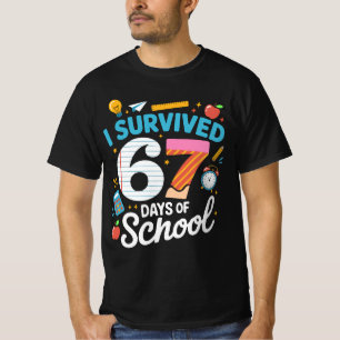 T-shirt J'ai survécu à 67 jours d'école Mème Professeur Él