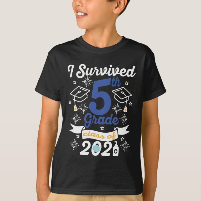 T-shirt J'Ai Survécu À La 5E Classe De 2021 Cinquième Clas (Devant)