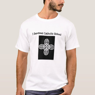 T-shirt J'ai survécu à l'école catholique avec la croix