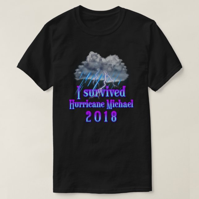 T-shirt J'ai survécu à l'ouragan Michael pluie (Design devant)