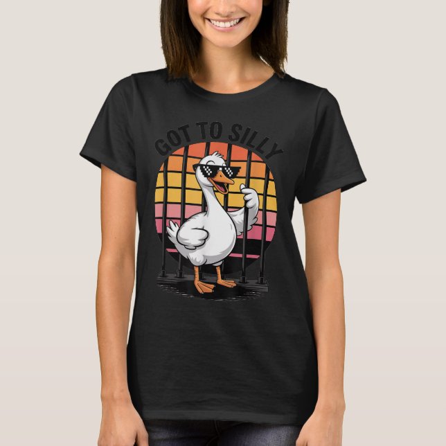 T-shirt J'Ai Trop Silencieuse Oie Rétro Sungles Jail Bird (Devant)