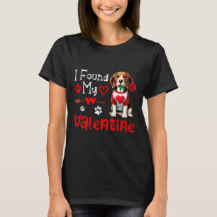 T-shirt J'Ai Trouvé Mon Beagle Valentin Au Coeur Fleur