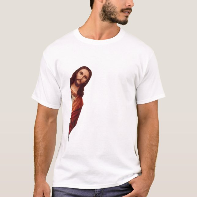 T-shirt J'Ai Vu Ça, Jésus Regardant, J'Ai Vu Que Jésus Mèm (Devant)