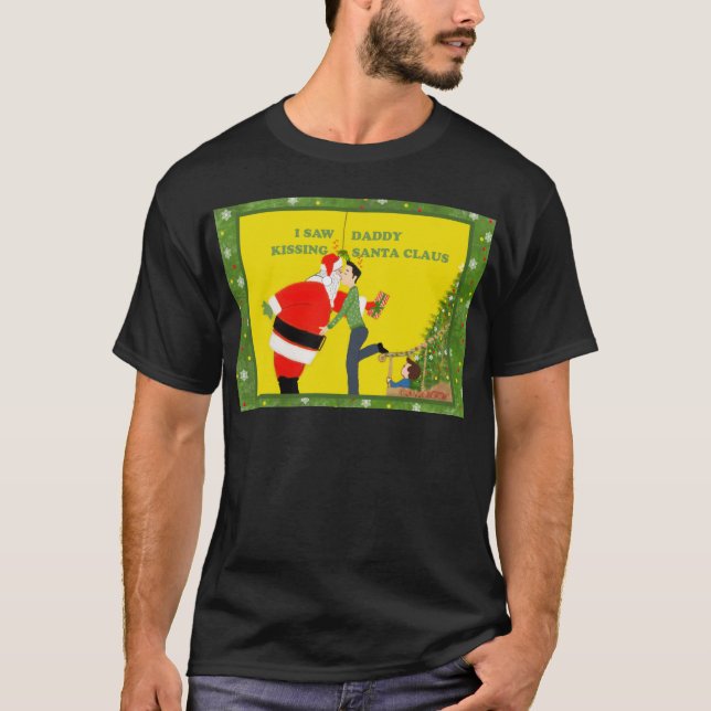 T-shirt J'ai vu Noël de baiser d'homosexuel du père noël (Devant)
