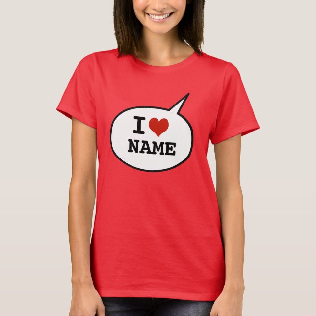 T-shirt J'aime - ajouter un nom (Devant)