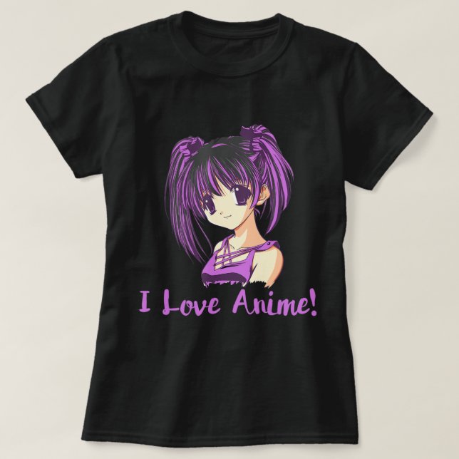 T-shirt J'Aime Anime ! Anime Girl otaku Manga (Design devant)