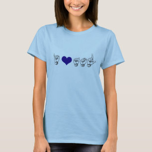 T-shirt J'aime ASL (la langue des signes américaine)