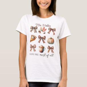 T-shirt J'aime Automne Thanksgiving Coquette Bow Custom