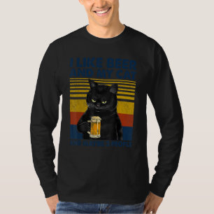 T-shirt J'Aime Bière Mon Chat Et Peut-Être 3 Personnes Drô