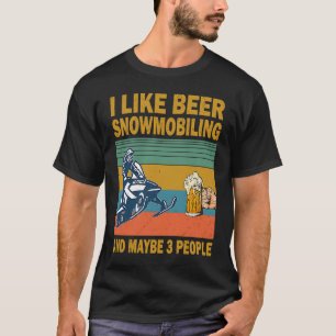 T-shirt J'aime bière Motoneige et peut-être 3 personnes Vi