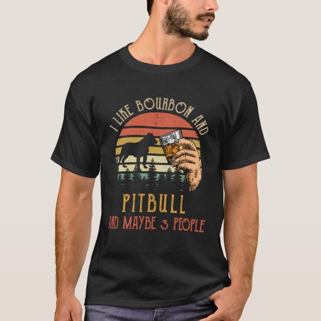T-shirt J'Aime Bourbon Et Pit taureau Chien Peut-Être 3 Pe (Devant)