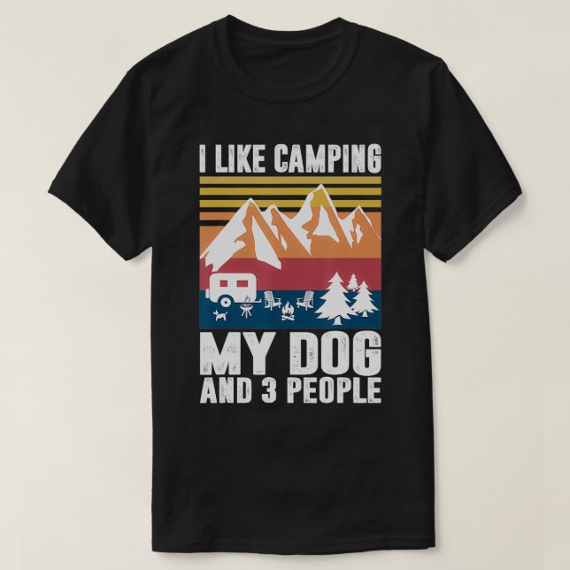 T-shirt J'Aime Camping Mon Chien Et Trois Personnes Campin (Design devant)