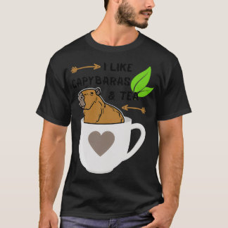 T-shirt J'aime Capybaras et Tea Cute Capybara dans une Cou