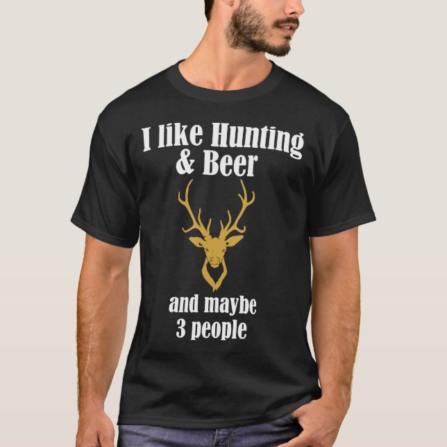 T-shirt J'Aime Chasser La Bière Amp Et Peut-Être 3 Personn (Devant)