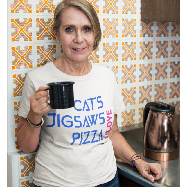 T-shirt J'aime chats jigsaws pizza (Créateur téléchargé)