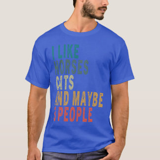 T-shirt J'Aime Cheval Chats Peut-Être 3 Personnes Cheval C