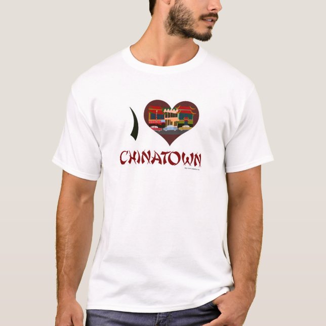 T-shirt J'aime Chinatown San Francisco Illustrated Design (Devant)