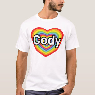 T-shirt J'aime Cody : coeur d'arc-en-ciel