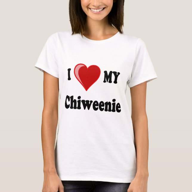 T-shirt J'aime (coeur) mon chien de Chiweenie (Devant)
