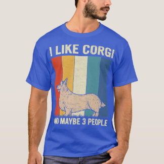 T-shirt J'Aime Corgi Et Peut-Être 3 Personnes Retro Corgi 