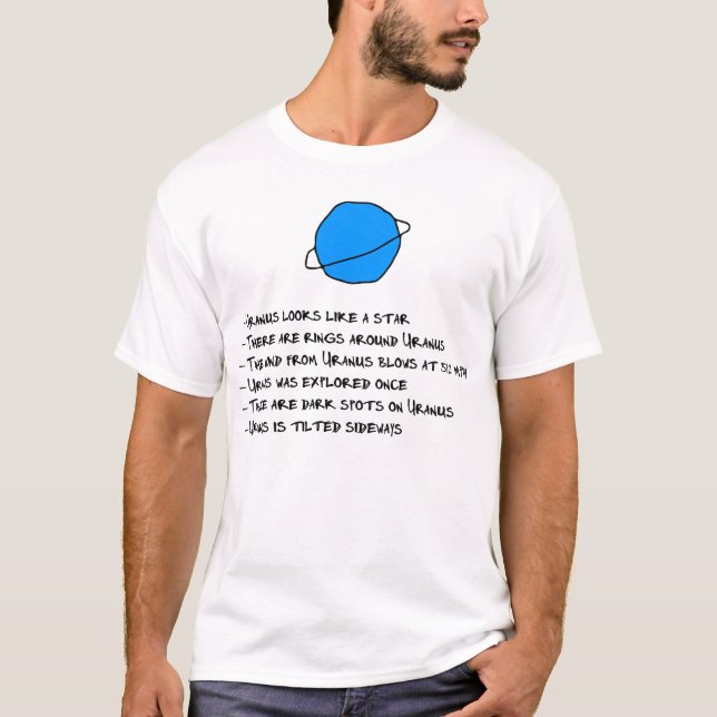 T-shirt J'AIME des faits d'URANUS sur des planètes (Devant)