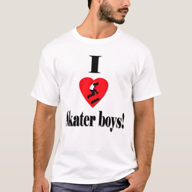 T-shirt J'aime des garçons de patineur (Devant)