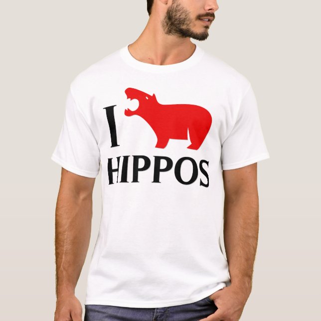 T-shirt J'aime des hippopotames (Devant)