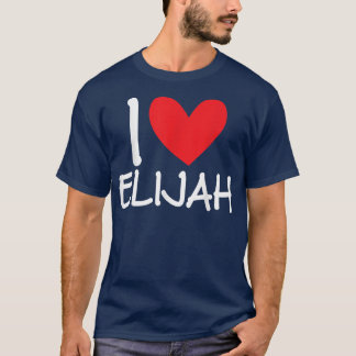 T-shirt J'aime Elijah Nom Cœur Personnalisé Hommes Mec Mei