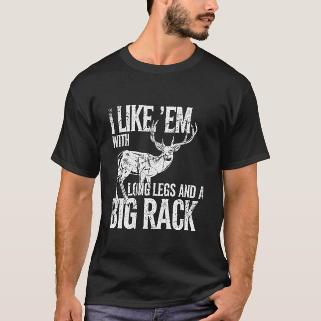 T-shirt J'Aime Em Long Jambes Big Rack Deer Chasse En Plei (Devant)