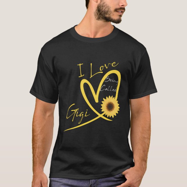 T-shirt J'Aime Être Appelé Gigi Sunflower Heart (Devant)