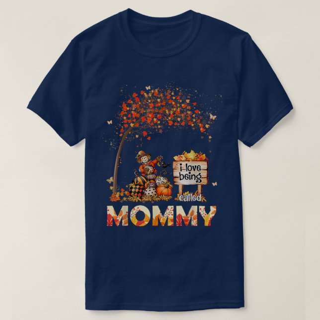 T-shirt J'Aime Être Appelé Maman Farmer Automne Feuilles A (Design devant)