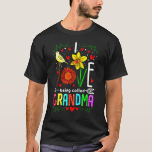 T-shirt J'Aime Être Appelée Grandma Mimi Nana Gigi Flower