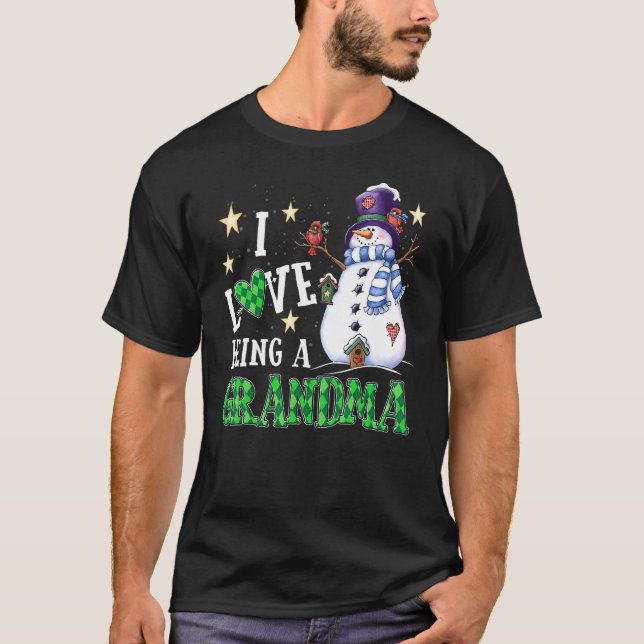 T-shirt J'aime être grand-mère Buffalo planté Snowman Chr (Devant)