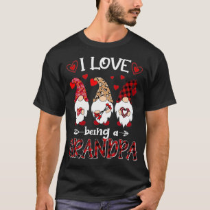 T-shirt J'Aime Être Grand-Père Joyeux Valentin Gnome