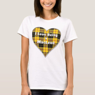 T-shirt J'aime être un coeur de tartan de clan de MacLeod