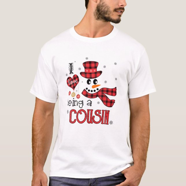 T-shirt J'Aime Être Un Cousin Snowman Funny Family Christm (Devant)