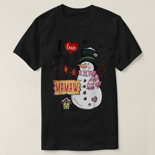 T-shirt J'Aime Être Un Mamaw Snowman Noël Funny Noël  (Design devant)